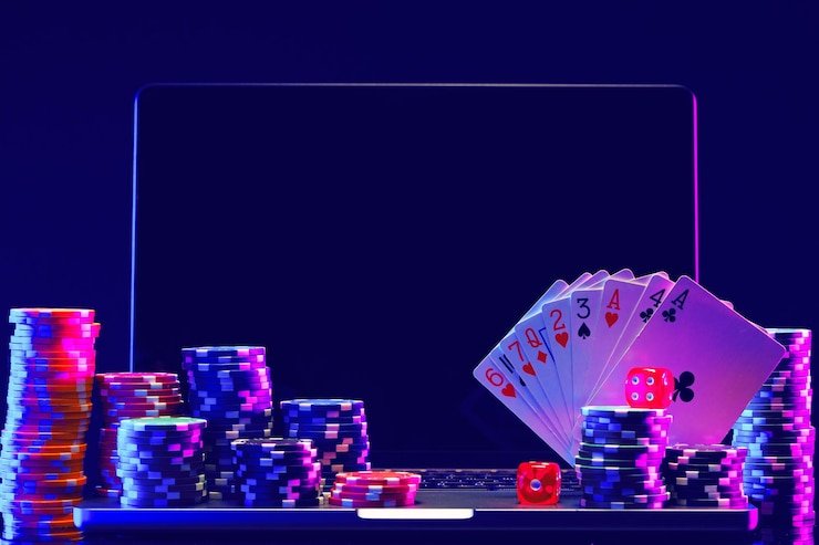 Ikan digital bergerak di lautan ungu